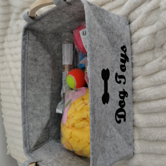 Gray Dog Toy Storage Basket